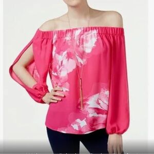 🌺 INC blouse, off shoulder split sleeve gorgeous color top, NWOT